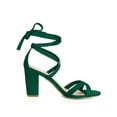 thumbnail image 3 of BLISSFUL STEP Women's Sandals High Block Heels Solid Color Lace up Sandals Green 7.5, 3 of 7
