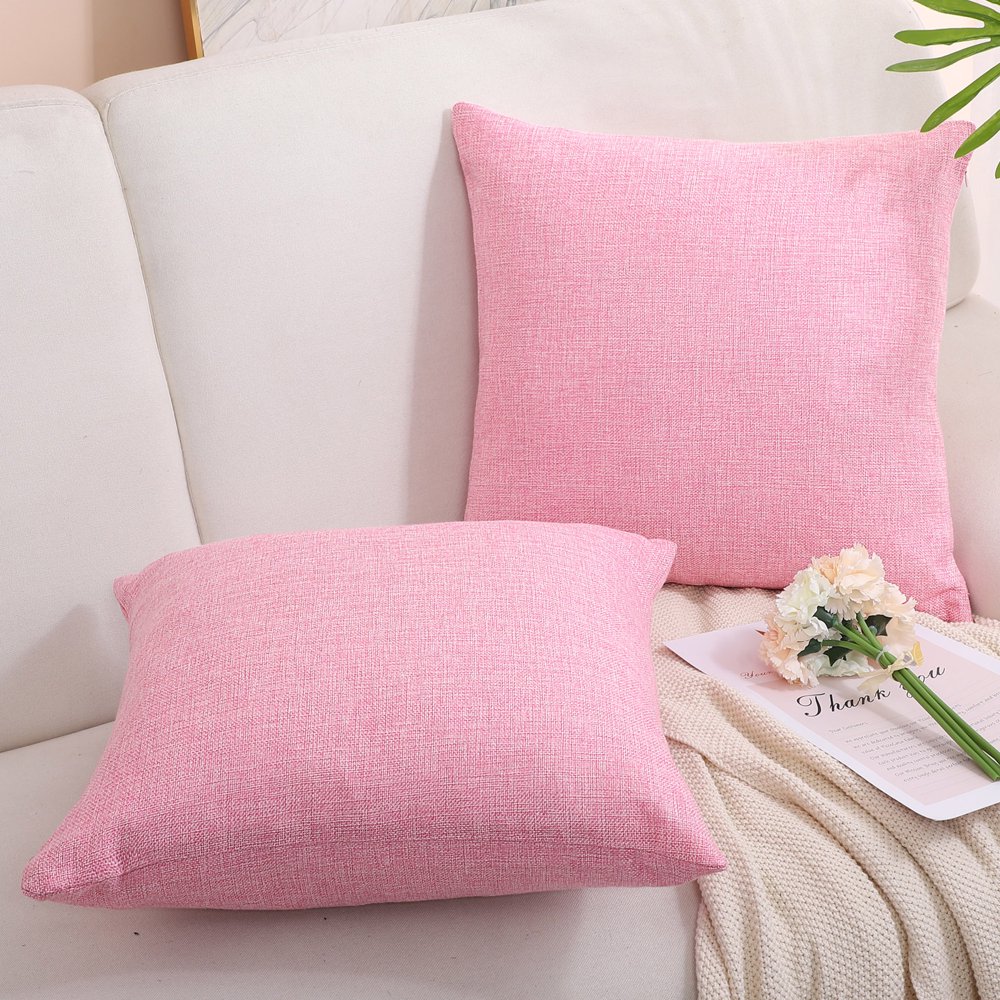 PiccoCasa 2Pcs Faux Linen Throw Pillow Covers, 20 x 20 Inch, Linen