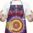 thumbnail image 2 of Colorful Tie Dye Luminous Mandala Pattern Apron-Garden Aprons for Women with Pockets-Cotton Linen Waterproof Kitchen Cooking Gardening Aprons Adjustable for Kitchen,Cooking,BBQ and Salon 33x27 Inch, 2 of 7