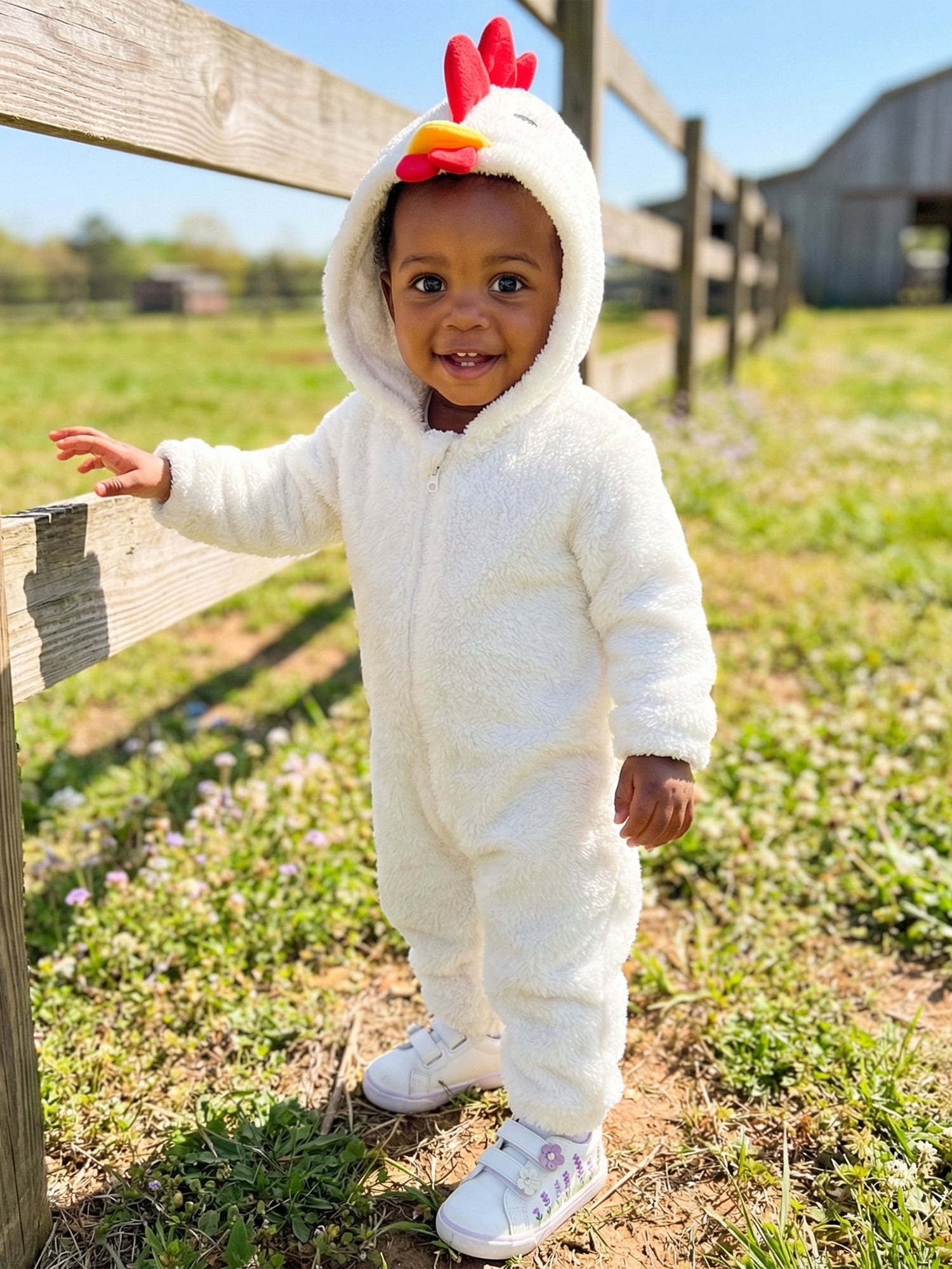 RUINIXCW Newborn Baby Halloween Chick Chicken Costume Infant Baby Girl Boy Halloween Outfit Fall Winter Romper Warm Plush Long Sleeve Zipper Hood Jumpsuit with Tail