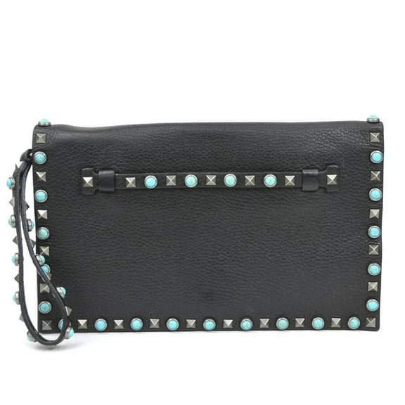 Pre-Owned Valentino Garavani clutch bag in black leather for women, h31655a