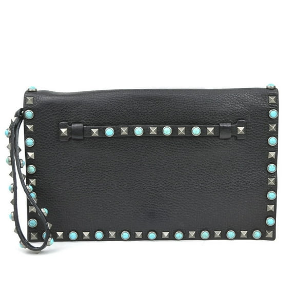 Pre-Owned Valentino Garavani clutch bag in black leather for women, h31655a