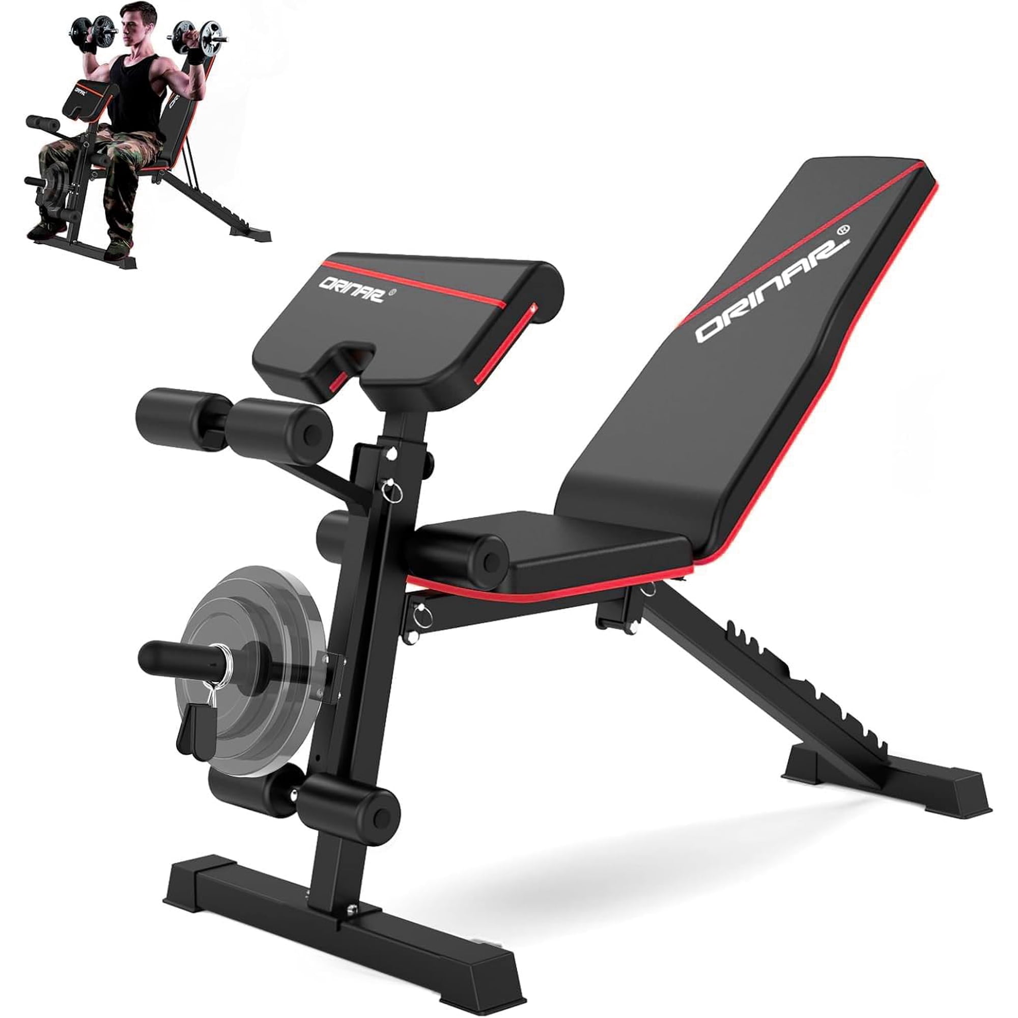 Adjustable Weight Bench, 880Lbs Bench Press for Full Body Workout, Workout Bench for Home Gym with Barbell Rack, Strength Training Stable Incline Decline Bench with Leg Developer