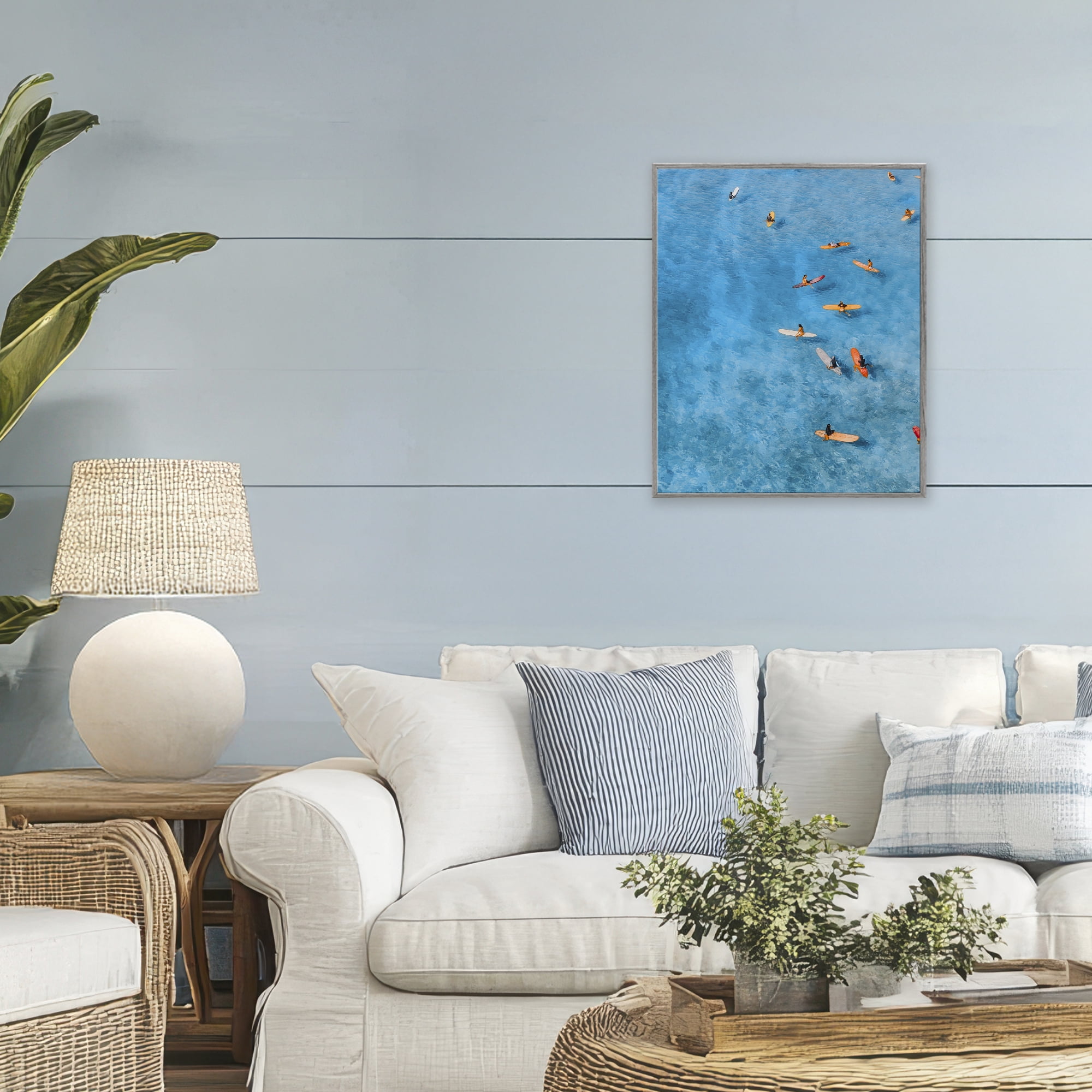 Stupell Industries Leisurely Surfers on Sea Gray Framed Giclee Art, design by Jesse Keith