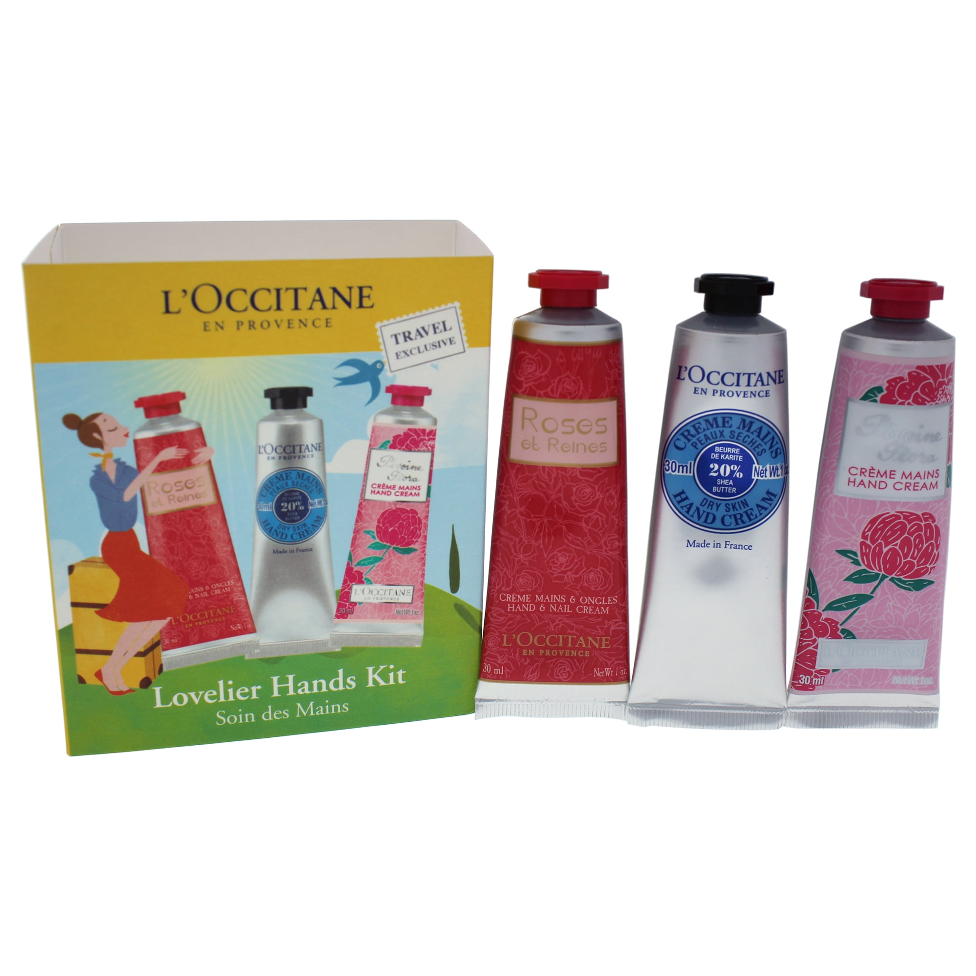 Lovelier Hands Kit by LOccitane for Unisex - 6 Pc Kit 2 x 1oz Roses Et  Reines Hand & Nail Creams, 2 x 1oz Pivoine Flora Hand Creams , 2 x 1oz Shea  