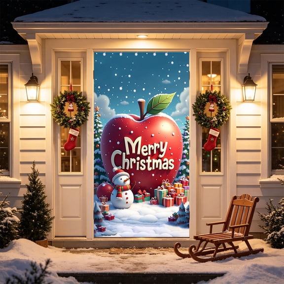 Dalxymotic Christmas Door Tapestry Hanging, Xmas Front Door Cloth Decor, Holiday Party Curtain Backdrop, Door Tapestry, Christmas Tapestry for Front Door, Bedroom, Wall, Indoor