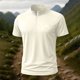 thumbnail image 1 of Blusa y camisa de manga corta con cuello alto para hombre, de verano, de color liso, ajustada, deportiva, con cremallera, de manga corta, con cuello alto., 1 of 5
