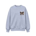 thumbnail image 2 of Fall Hoodless Sweatshirts for Girl Loose Leopard Bow Printed Long Sleeve Crew Neck Solid Color Fashion Casual Pullover Tops Gray 01 1-2 Years, 2 of 7