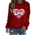 thumbnail image 1 of Amzcrzy Hauts pour Femmes Décontractés Col Rond Printemps Été Hauts Mode Imprimé Cœur d'Amour Saint-Valentin Chemises pour Femmes Classique Polyvalent Manches Longues Tee-Shirt Valentines, 1 of 3