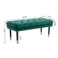 thumbnail image 3 of 43.3 Inch Velvet Upholstered Ottoman, Button Tufted Bed End Bench Chair with Metal Legs and Padded Seat, Modern Square Footstool for Living Room Entryway Bedroom, Green, 3 of 7