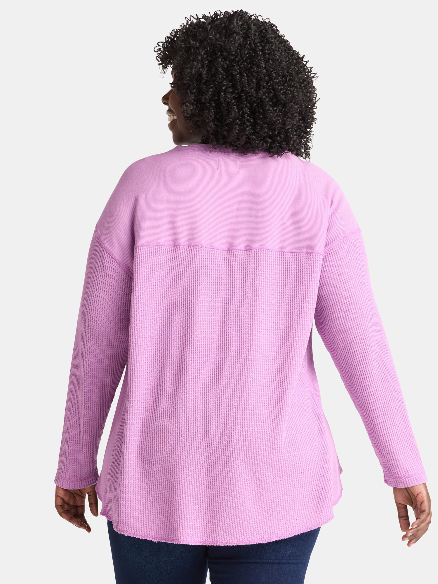 Terra & Sky Women’s Plus Waffle Knit Tunic Top, Sizes 0X-5X