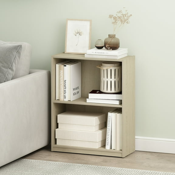 Furinno Gruen 2-Tier Open Shelf Bookcase in Metropolitan Pine