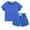 Blue1, variant on yillto Toddler Kids Plain Short Sleeve T Shirt and Shorts Set Unisex Cotton Summer Outfit Clothes