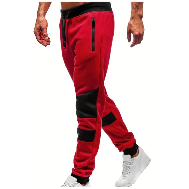 Mens Pants, Mens Fashion Drawstring Elastic Waist Solid Color Casual Sweat Length Pants