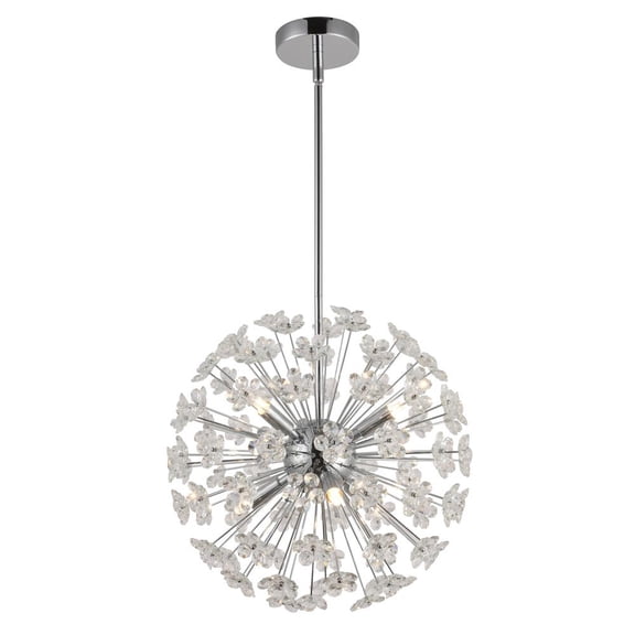 Bethel International Chandelier Chrome Metal & Glass