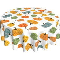 Fall Tablecloth 70 Inch Round Watercolor Colorful Pumpkin Table Cloth,Autumn Harvest Thanksgiving Stain Resistance Polyester Indoor Outdoor Table Covers for Kitchen Dining Party Picnic