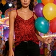 thumbnail image 2 of HXWCHs Elegant Stage Performance Camisole Sparkling Sequin Strap Vest for and Evening Party WearXL Red, 2 of 4