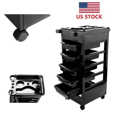 Hairdresser 5 Tier Drawers Storage Trolley With Castors