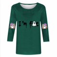 thumbnail image 4 of Women's Casual Halloween Print Three Quarter Sleeve Top Cute Short Sleeve Tee for Autumn Daily Wear, 4 of 5