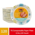 thumbnail image 1 of TG TRIGOLD Compostable Heavy Duty Disposable Paper Plates, 8.5",120 Count, 1 of 5