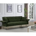 thumbnail image 3 of Gewnee Futon Sofa Bed, Convertible Double Sofa Bed with Folding Armrests - Teddy Velvet Fabric & Sturdy Wood Frame for Living Rooms & Small Spaces，Green, 3 of 11