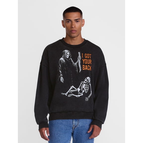 Men's Halloween Back Breaker Graphic Long Sleeve Sweatshirt from Way to Celebrate, Sizes XS-5XB