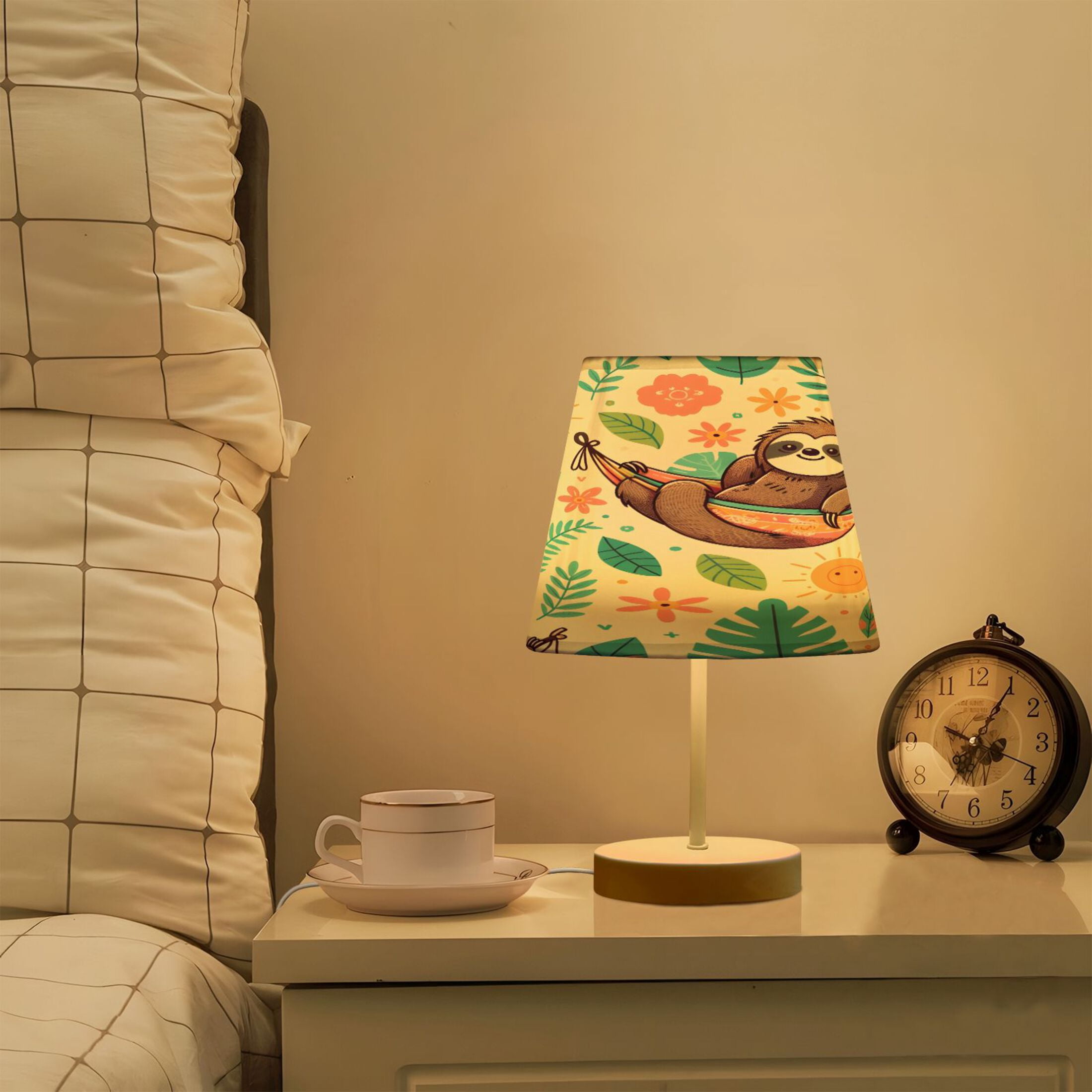 Cute Sloth on Hammock Desk Lamp LED Table Nightstand Lamps with 3 Color Temperatures for Home Bedroom Living Room Decor 8x12