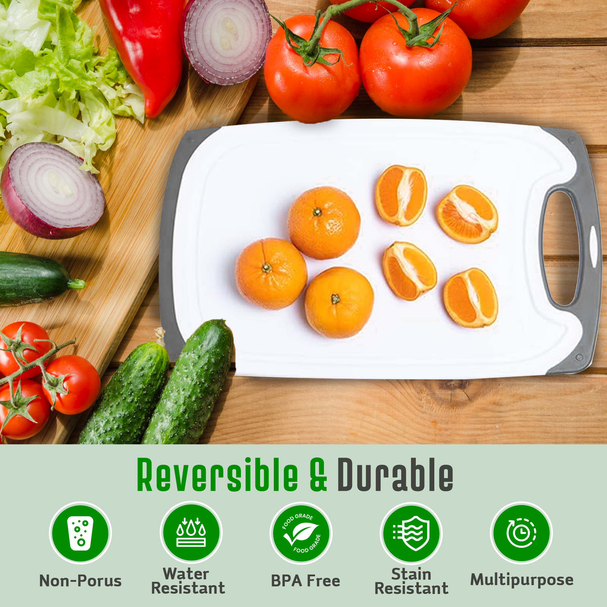 Kitchen Cutting Board, 16 inch XL Chopping Board, 100% BPA-Free, Dishwasher Safe, 3 Pack