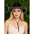 thumbnail image 3 of Deago Women's Western Rhinestone Cowboy Hat Bridal Cowgirl Hats for Bachelorette Party Halloween Costume (Black), 3 of 8