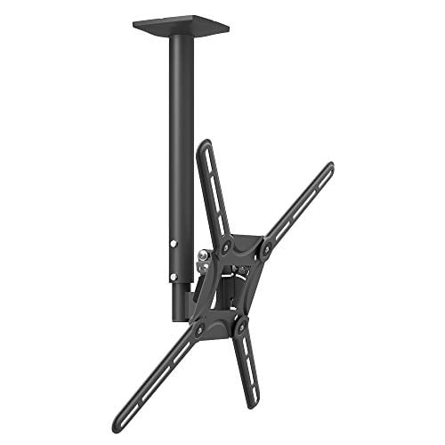 Barkan 29"- 65" Telescopic, Swivel & Tilt, Flat/Curved TV Ceiling Mount, up to 88 lbs, Black, Patented