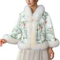 thumbnail image 4 of Tiweut Women Fashion Sequins Faux Fur Wraps Shawls Stoles Cape for Prom Evening Party dress Outwear Coat,Green,One Size, 4 of 4