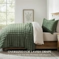 thumbnail image 3 of EVERGRACE Pearl Velvet Quilt Set King Size, Luxurious Soft Velvet Comforter Set, Lightweight Oversized Bedspread Coverlet, Box Stitch Quilted Bedding Sets for All Season, with 2 Shams, Olive Green, 3 of 8
