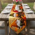 thumbnail image 6 of Orange Gnomes Fall Table Runner Linen Burlap Table Runner 48 Inches Long Thanksgiving Pumpkins Forest Dresser Scarves for Kitchen Island Coffee Dining Room Party Wedding Holiday Decoration 13"x48", 6 of 8