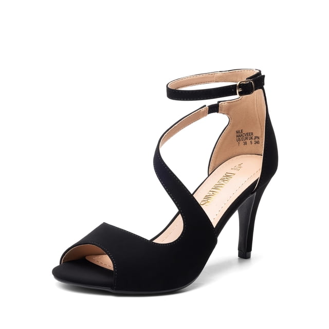 Sandalia DREAM PAIRS NILE Mujer Tacón 7.5 cm Negro Punta Abierta