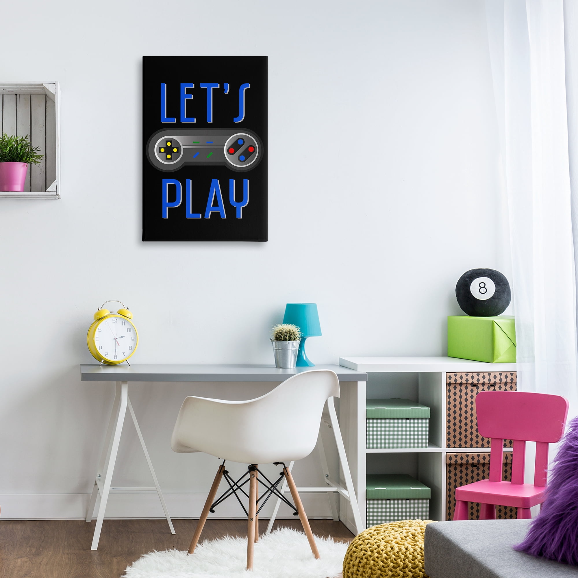 Stupell Industries Vintage Lets Play Games Typography Painting Gallery Wrapped Canvas Art Print Wall Art, 20 x 30
