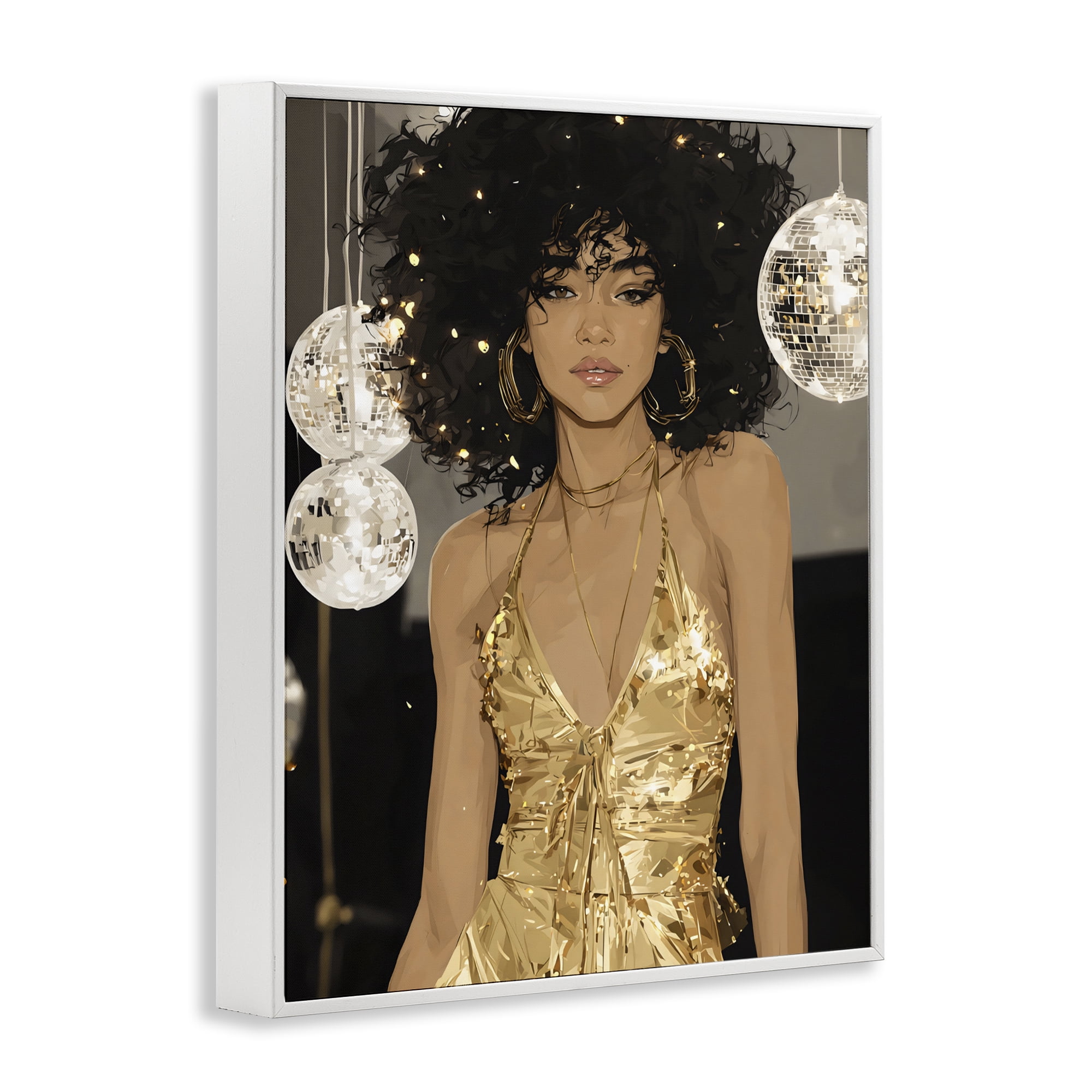 Stupell Industries Golden Disco Dream Party White Framed Giclee Art, design by Franklyn Gregory