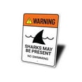 thumbnail image 4 of Warning Sharks Present Novelty Decor, Metal Wall Sign - 10x14 Inches, 4 of 4
