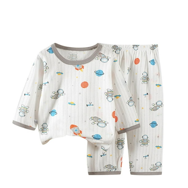 Odeerbi 6M-12Y Niños Niñas Pijamas de Verano de Algodón de Manga Larga Conjunto de Pantalones de Impresión Suave Ropa de Dormir Ligero Transpirable Conjunto de Pijama