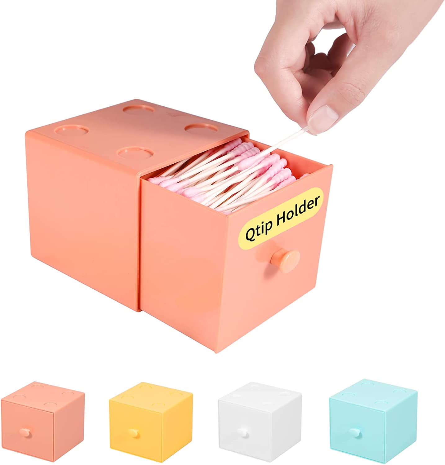 Qtip Holder Bathroom Organizer Countertop, 18 OZ Drawer Organizer Storage for Cotton Swabs