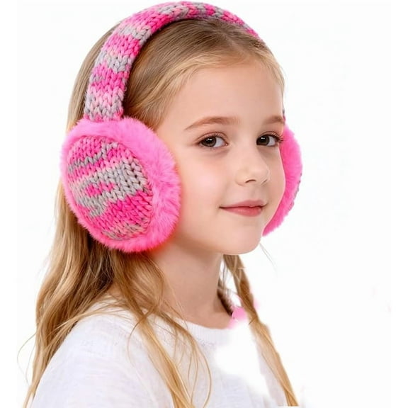 Kids Cute Knitted Earmuffs Adjustable Winter Ear Warmers Soft Plush Earmuffs for Boys Girls