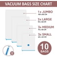 thumbnail image 6 of TekDeals 10 x Jumbo Vacuum Storage Bags Travel Space Saver Garment Seal Clothes Hand Pump, 6 of 6