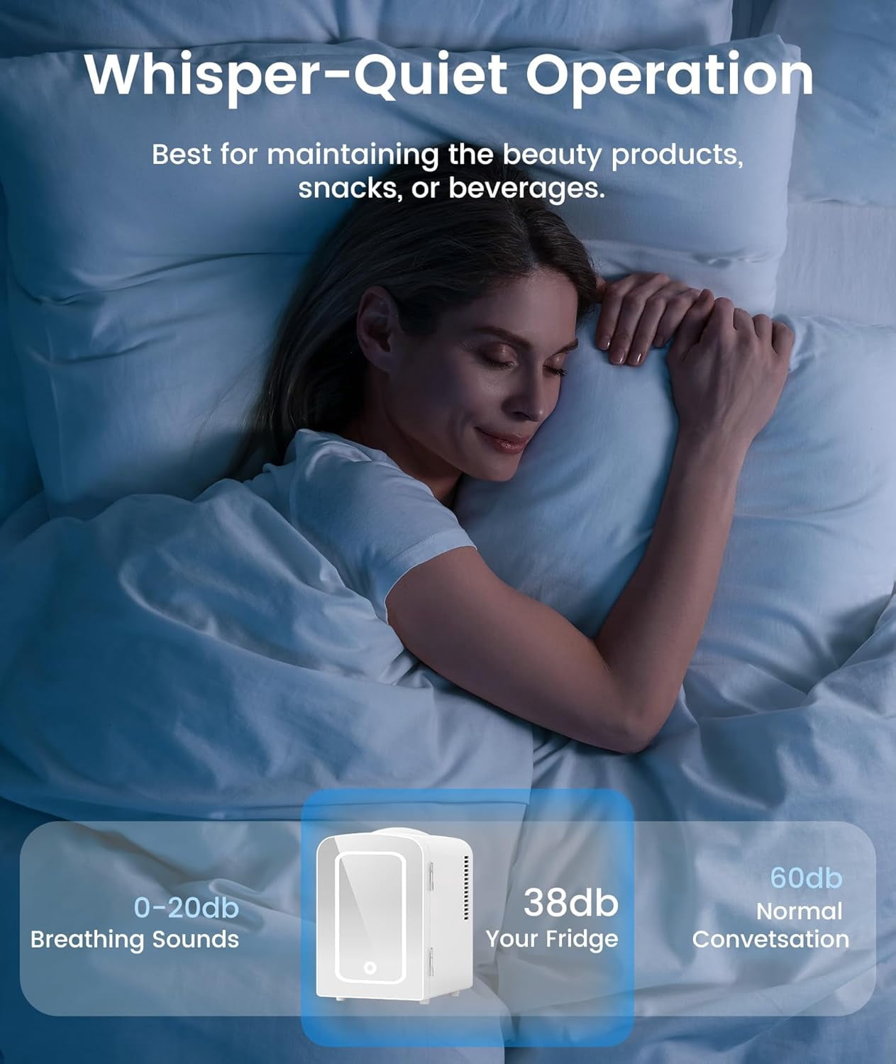 KNDKO Skincare Mini Fridge With Dimmable LED Mirror, 4L Compact Refrigerator for SkinCare, Cosmetics, Food & Drinks, Portable Small Cooler for Bedroom, Dorm, Car, Office, White