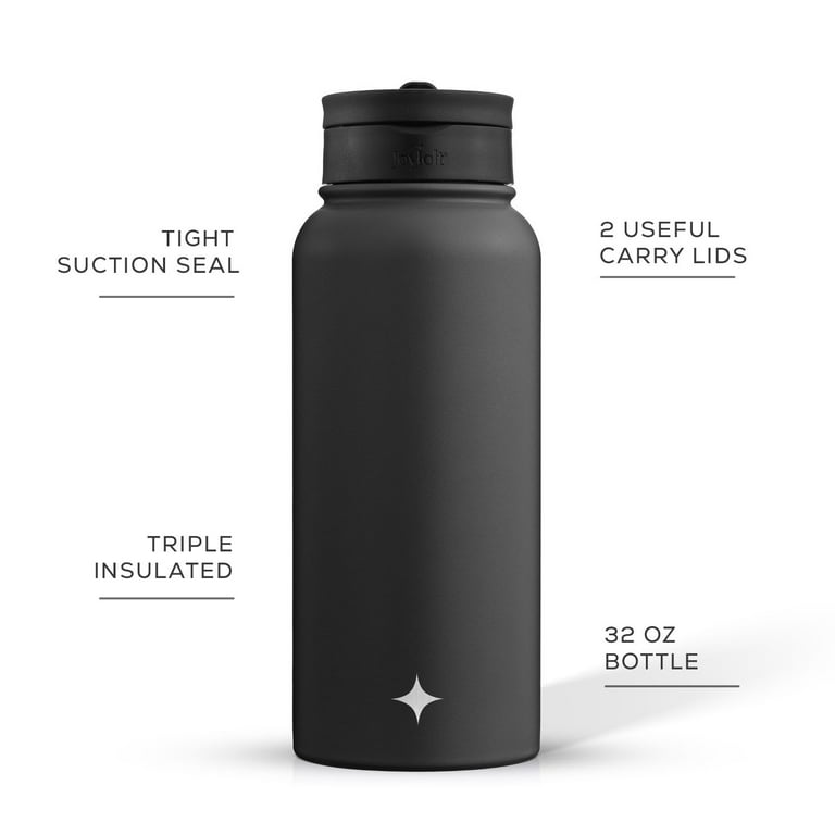 JoyJolt Vacuum Insulated Water Bottle with Flip Lid & Sport Straw Lid