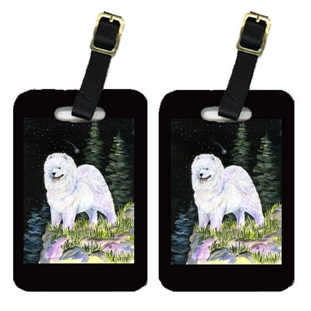 Starry Night Samoyed Luggage Tags Pair of 2