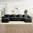 thumbnail image 2 of Newest Modular 4 Seat U Shape Sectional Boneless Sofa, Cloud Sectional Couch,Deep Seat, Modern Modular 4-Seat Sofa Couch,Throw Pillows,2 Movable Ottomans, Corduroy Fabric Black, 2 of 11