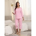 thumbnail image 7 of MINTREUS Women's Pajama Set Three-Quarter Sleeve Pajama Top and Pants Two-Piece Set Summer Loungewear, 7 of 7