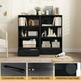 thumbnail image 6 of 4-Tier Bookcase with Drawer, Wooden Cube Storage Organizer, Modern Display Shelf, Small Bookshelf for Small Spaces, 42.5" Tall Book Shelf for Classroom, 's Room, Bedroom (Black), 6 of 16