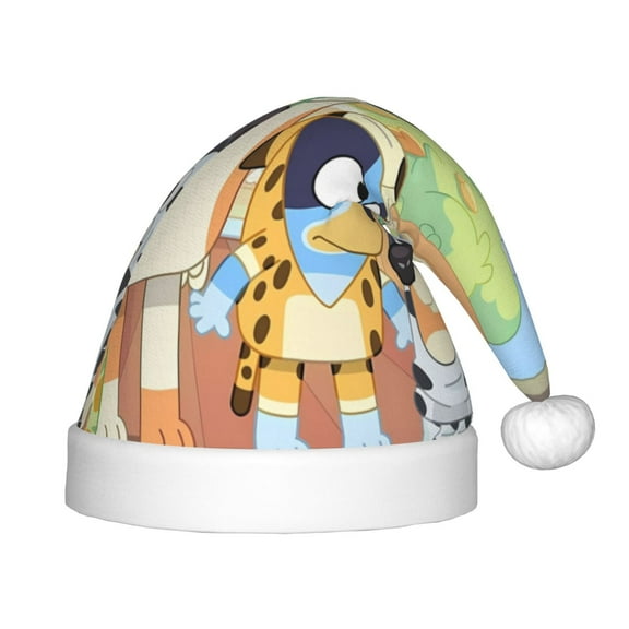 Saiise Bluey Christmas Hat,Santa Hat for Kids & Baby,Xmas Hat,Unisex Velvet Classic Santa Claus Hat for New Year Party