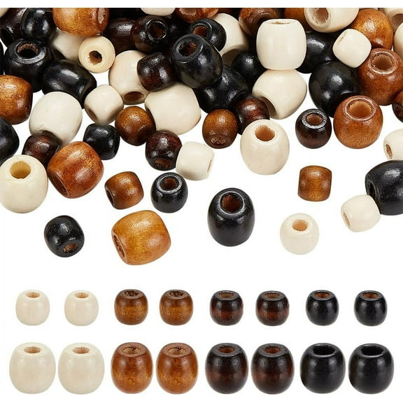 1set 240Pcs Wooden Beads for Crafts 8 Style Barrel Wood Beads Spacer Beads Dyed Natural Wood Loose Bead Macrame Beads for Bracelet Necklace DIY Jewelry Making Crafts Decoration(11mm and 16mm)