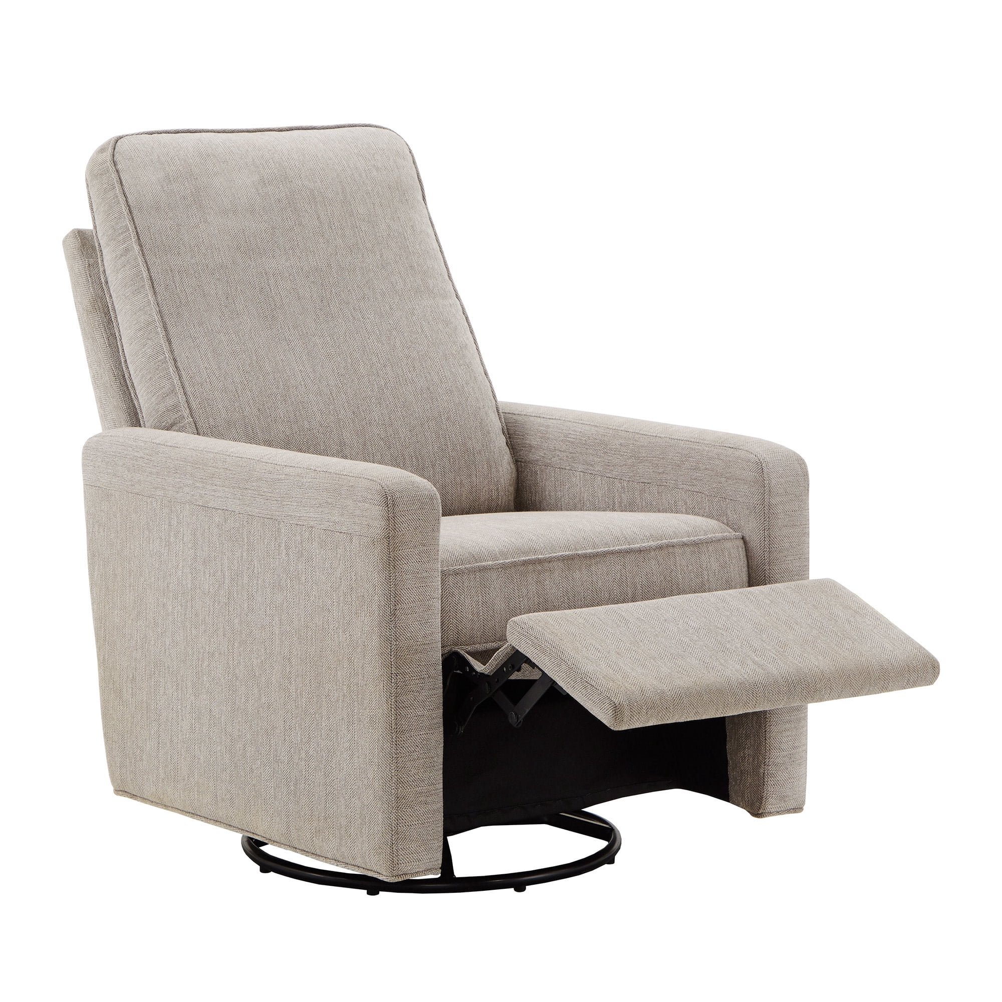 Weston Home Cleta Push Back Swivel Recliner Chair, Grey Fabric